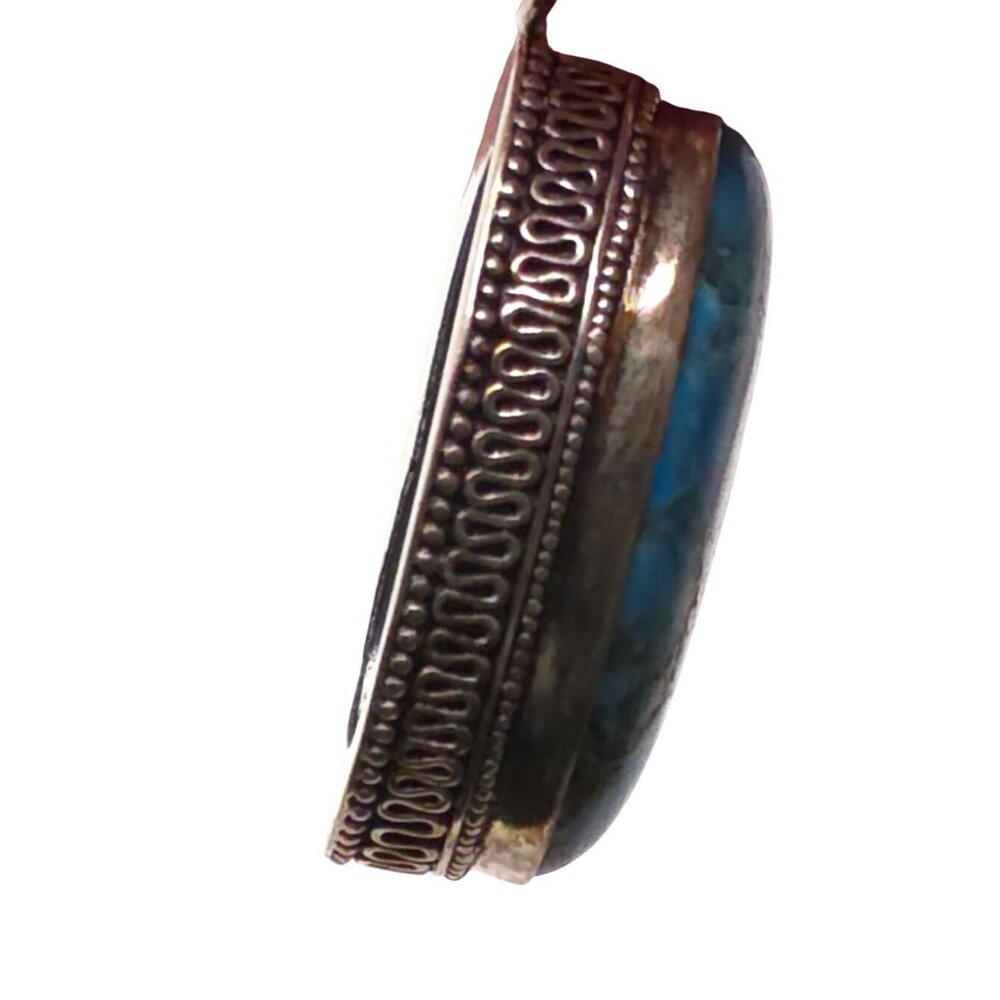 Sterling Silver 925 Pendant With Oval Turquoise Stone - Picture 5 of 7